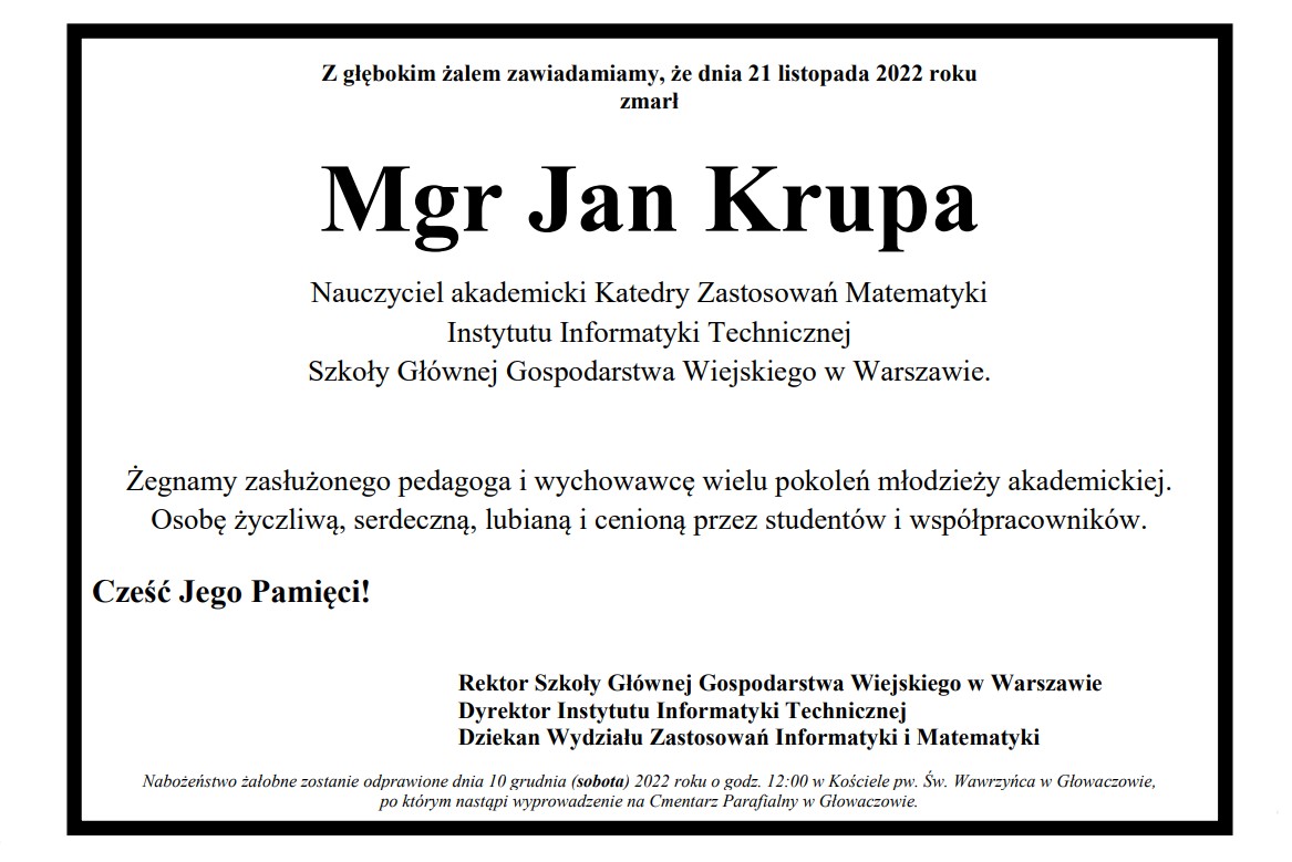 nekrolog Jan Krupa