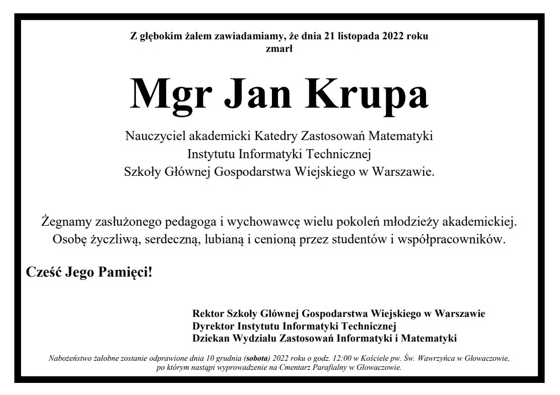 nekrolog Jan Krupa